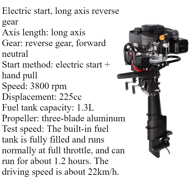 7.5HP/9HP High Torque 4-Stroke Outboard Motor - Commercial Grade with Short/Long Shaft 200CC/225CC for Heavy-Duty Fishing & Inflatable Boats