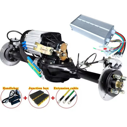 DC60V/72V 1.5KW/2KW/3KW/4KW 50km/h disc brake brushless hub motor kit, electric tricycle rear axle assembly, load-bearing wheels, size optional