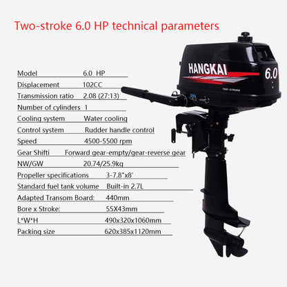 Hangkai Outboard Motor: 2-Stroke & 4-Stroke Gas Engine Options for Inflatable Boats, Dinghies & Small Craft