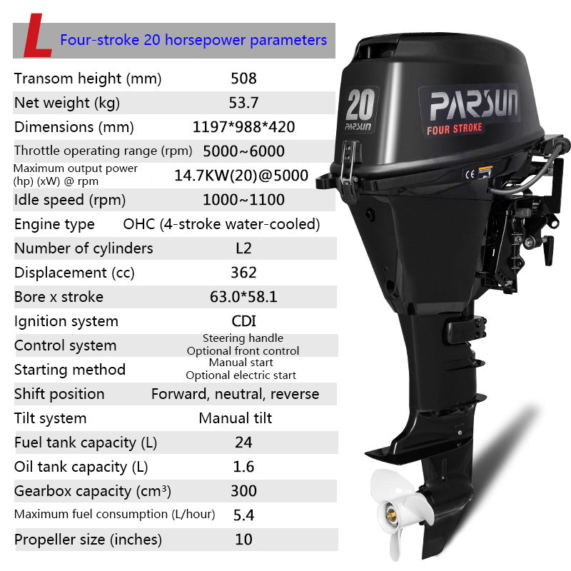 Parsun Outboard Motor: 2-Stroke & 4-Stroke Gas Engine Options for Dinghies, Inflatable Boats & Small Watercraft