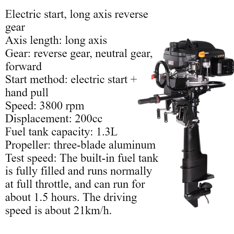 7.5HP/9HP High Torque 4-Stroke Outboard Motor - Commercial Grade with Short/Long Shaft 200CC/225CC for Heavy-Duty Fishing & Inflatable Boats