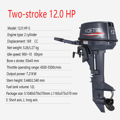KOETSU 2-Stroke & 4-Stroke Gas Outboard Motor - Heavy-Duty Gasoline Engine for Inflatable Boats, Rafts and Commercial Use