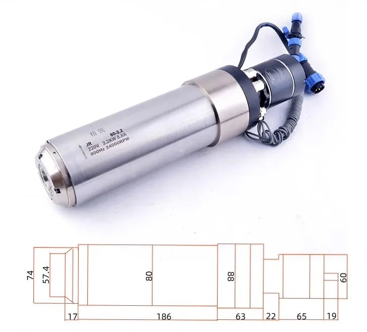 800W1.5KW2.2KW3.2KW 220V/380V 24000HZ Water cool Spindle Motor with ER11 ER16 ER20 Collet for CNC Engraving Milling Machine