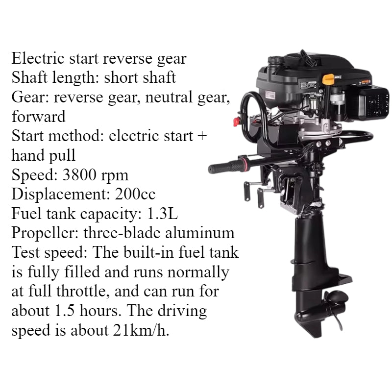 7.5HP/9HP High Torque 4-Stroke Outboard Motor - Commercial Grade with Short/Long Shaft 200CC/225CC for Heavy-Duty Fishing & Inflatable Boats