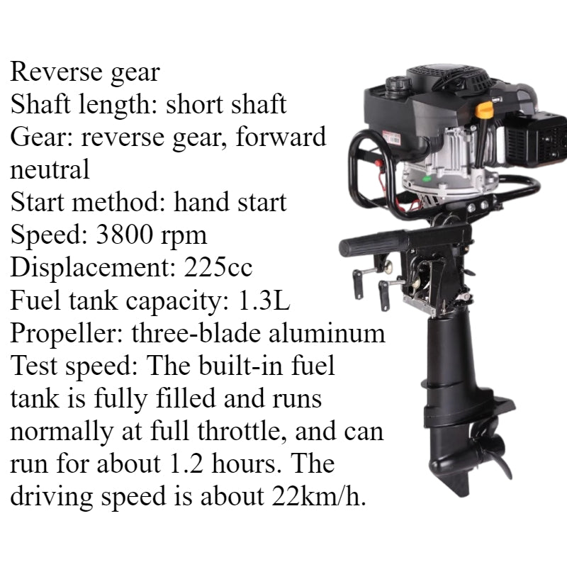 7.5HP/9HP High Torque 4-Stroke Outboard Motor - Commercial Grade with Short/Long Shaft 200CC/225CC for Heavy-Duty Fishing & Inflatable Boats