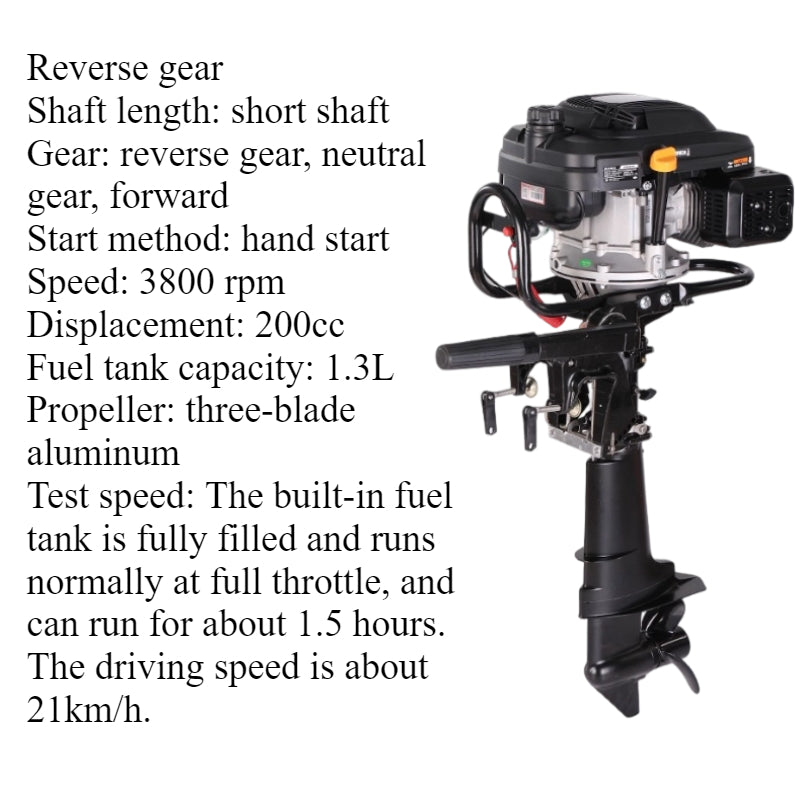 7.5HP/9HP High Torque 4-Stroke Outboard Motor - Commercial Grade with Short/Long Shaft 200CC/225CC for Heavy-Duty Fishing & Inflatable Boats
