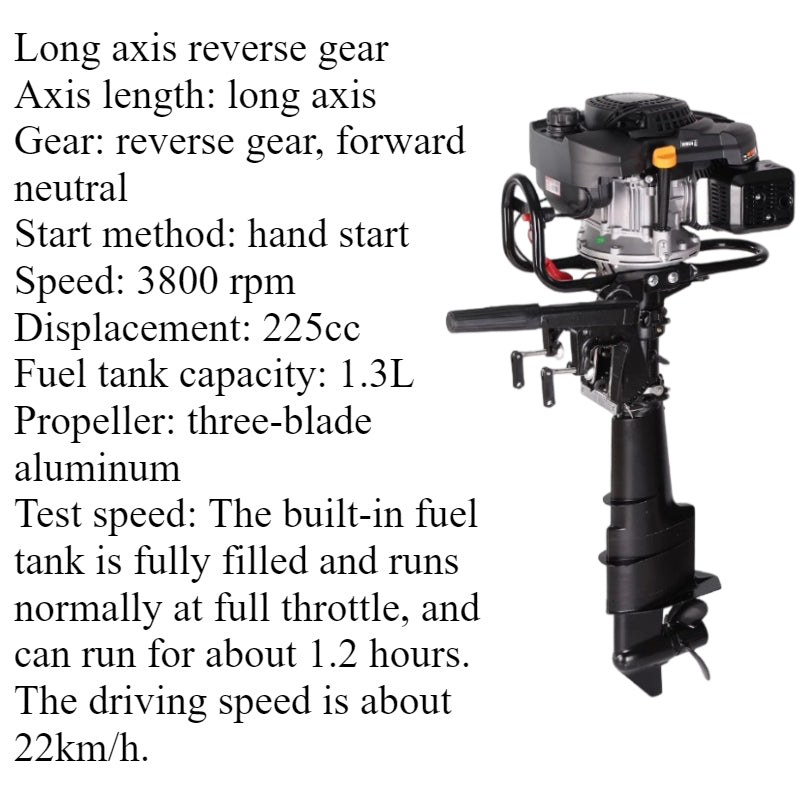 7.5HP/9HP High Torque 4-Stroke Outboard Motor - Commercial Grade with Short/Long Shaft 200CC/225CC for Heavy-Duty Fishing & Inflatable Boats