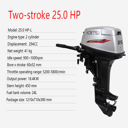 KOETSU 2-Stroke & 4-Stroke Gas Outboard Motor - Heavy-Duty Gasoline Engine for Inflatable Boats, Rafts and Commercial Use