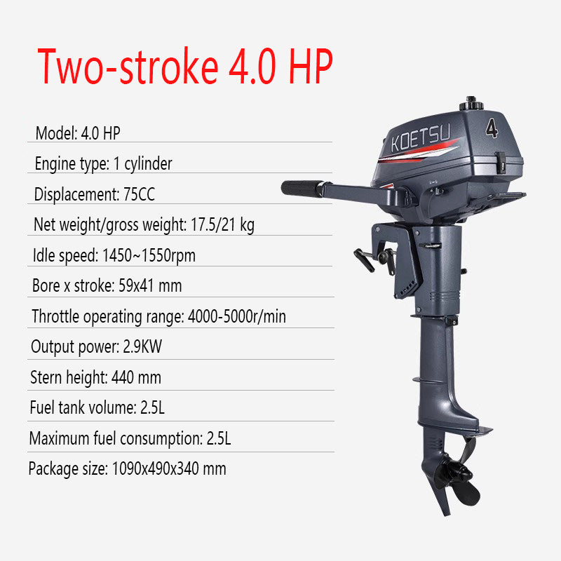 KOETSU 2-Stroke & 4-Stroke Gas Outboard Motor - Heavy-Duty Gasoline Engine for Inflatable Boats, Rafts and Commercial Use