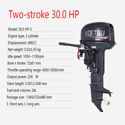 KOETSU 2-Stroke & 4-Stroke Gas Outboard Motor - Heavy-Duty Gasoline Engine for Inflatable Boats, Rafts and Commercial Use