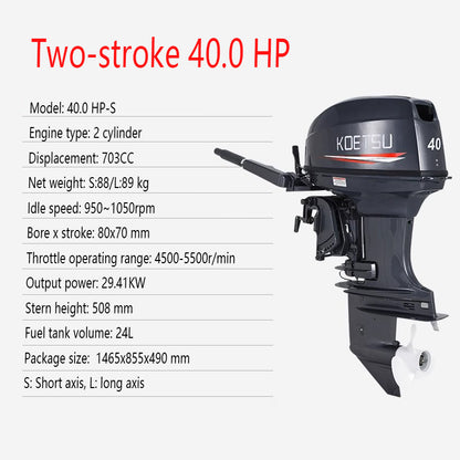 KOETSU 2-Stroke & 4-Stroke Gas Outboard Motor - Heavy-Duty Gasoline Engine for Inflatable Boats, Rafts and Commercial Use