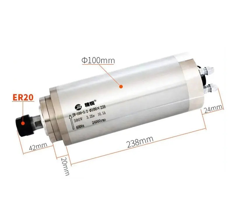 800W1.5KW2.2KW3.2KW 220V/380V 24000HZ Water cool Spindle Motor with ER11 ER16 ER20 Collet for CNC Engraving Milling Machine