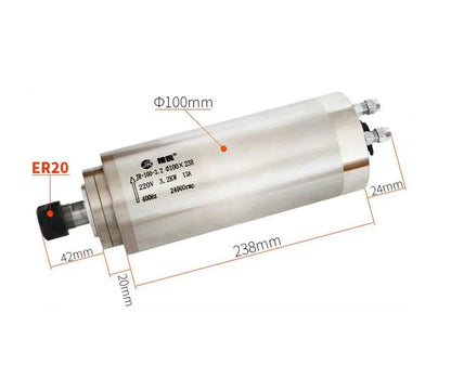 800W1.5KW2.2KW3.2KW 220V/380V 24000HZ Water cool Spindle Motor with ER11 ER16 ER20 Collet for CNC Engraving Milling Machine