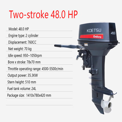 KOETSU 2-Stroke & 4-Stroke Gas Outboard Motor - Heavy-Duty Gasoline Engine for Inflatable Boats, Rafts and Commercial Use