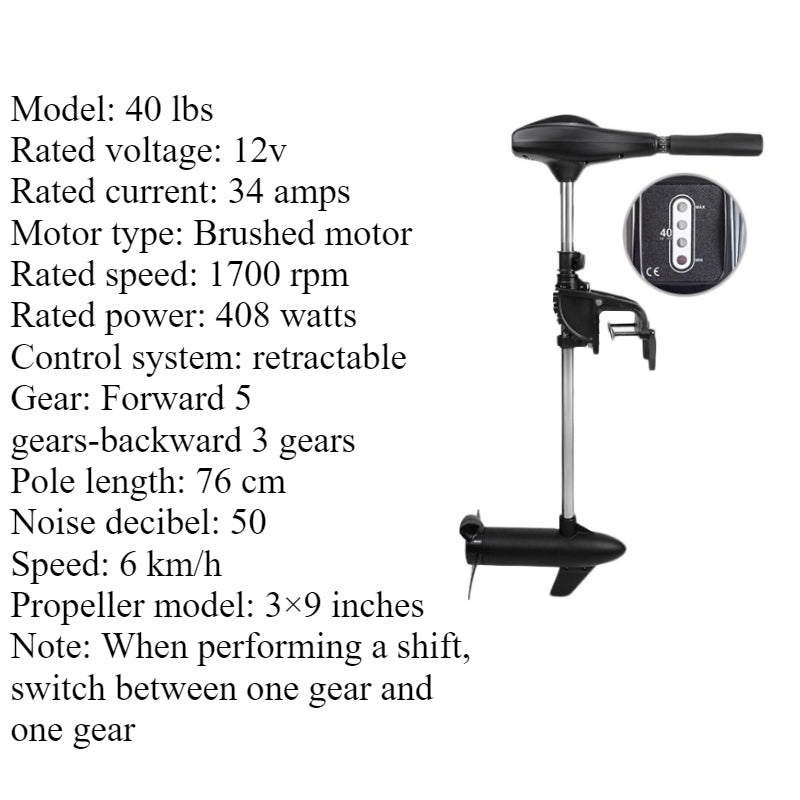 Brushless/Brushed Electric Trolling Motor 280W-1152W Multi-Voltage (12V/24V/48V) for Kayaks & Fishing Boats - Ultra Quiet