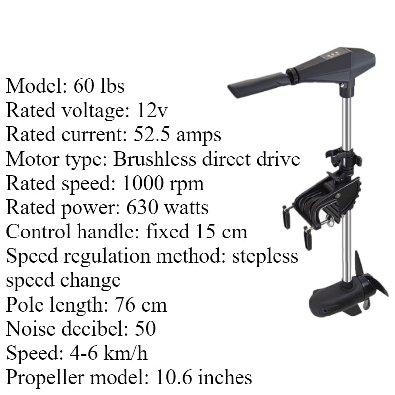 Brushless/Brushed Electric Trolling Motor 280W-1152W Multi-Voltage (12V/24V/48V) for Kayaks & Fishing Boats - Ultra Quiet