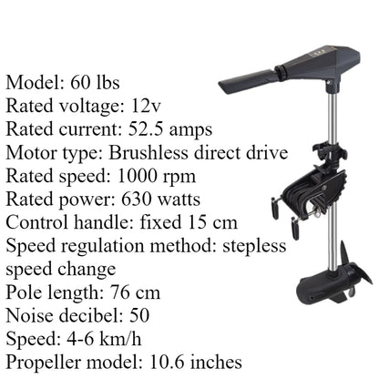 Brushless/Brushed Electric Trolling Motor 280W-1152W Multi-Voltage (12V/24V/48V) for Kayaks & Fishing Boats - Ultra Quiet