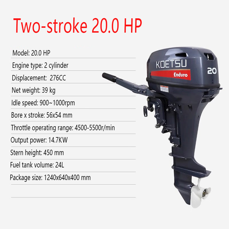 KOETSU 2-Stroke & 4-Stroke Gas Outboard Motor - Heavy-Duty Gasoline Engine for Inflatable Boats, Rafts and Commercial Use