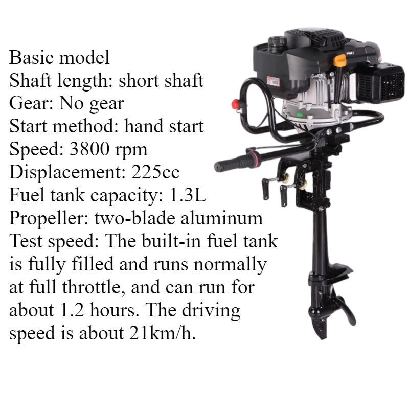 7.5HP/9HP High Torque 4-Stroke Outboard Motor - Commercial Grade with Short/Long Shaft 200CC/225CC for Heavy-Duty Fishing & Inflatable Boats
