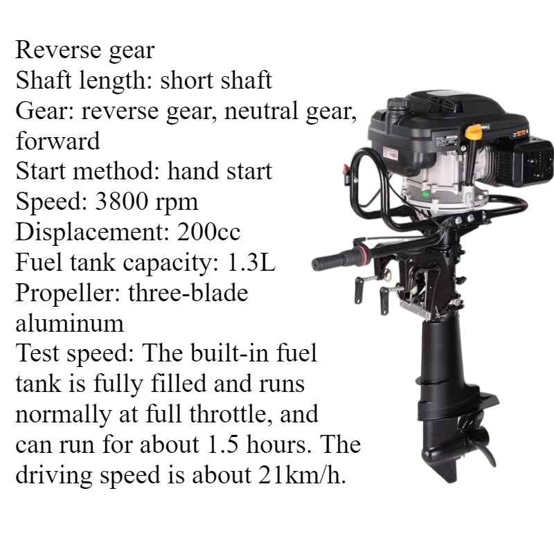 7.5HP/9HP High Torque 4-Stroke Outboard Motor - Commercial Grade with Short/Long Shaft 200CC/225CC for Heavy-Duty Fishing & Inflatable Boats