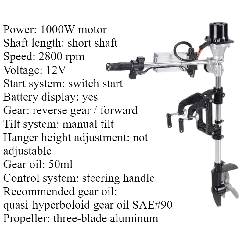 Brushless/Brushed Electric Trolling Motor 280W-1152W Multi-Voltage (12V/24V/48V) for Kayaks & Fishing Boats - Ultra Quiet