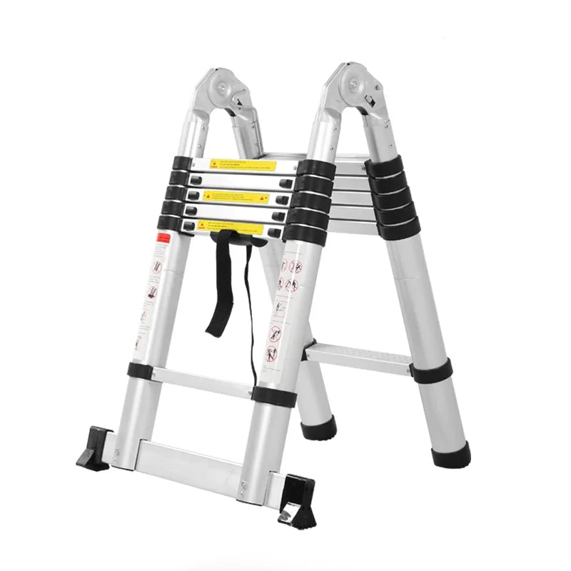 MultiFunctional Seamless  Aluminum Telescopic Ladder - Easily Convertible from A-Frame to Straight Ladder, 3.3m and 3.7m Heights