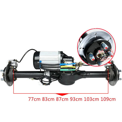 DC60V/72V 1500W/2KW disc brake brushless hub motor kit, electric tricycle rear axle assembly, load-bearing wheels, size optional