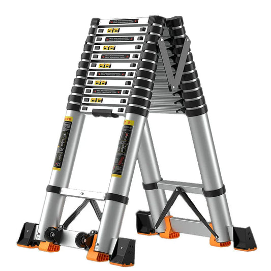 Aluminum Alloy Telescopic Extension Ladder with Anti-Tilt Support and Seamless Tubes Perfect for Home and DIY