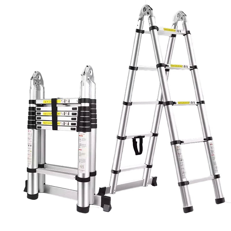 MultiFunctional Seamless Aluminum Telescopic Ladder - Easily Convertible from A-Frame to Straight Ladder