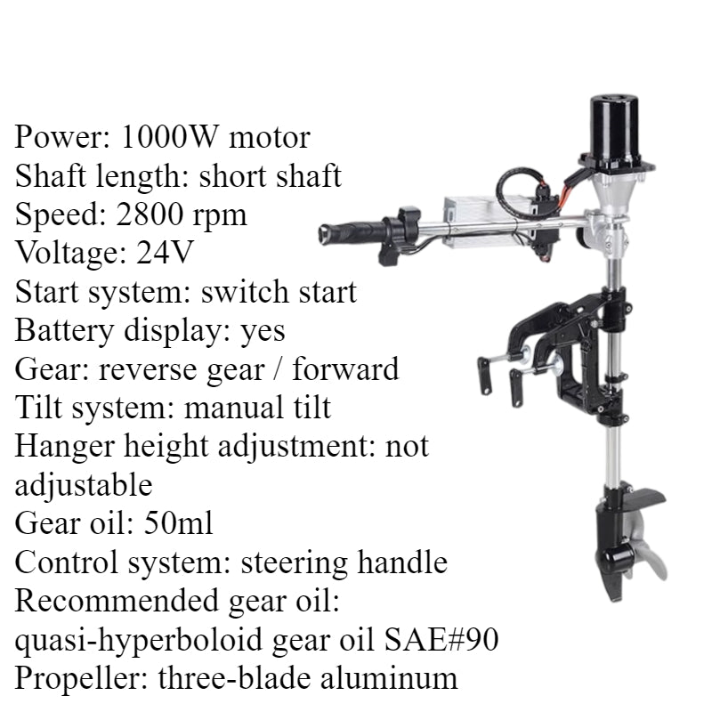 Brushless/Brushed Electric Trolling Motor 280W-1152W Multi-Voltage (12V/24V/48V) for Kayaks & Fishing Boats - Ultra Quiet