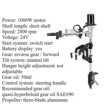 Brushless/Brushed Electric Trolling Motor 280W-1152W Multi-Voltage (12V/24V/48V) for Kayaks & Fishing Boats - Ultra Quiet