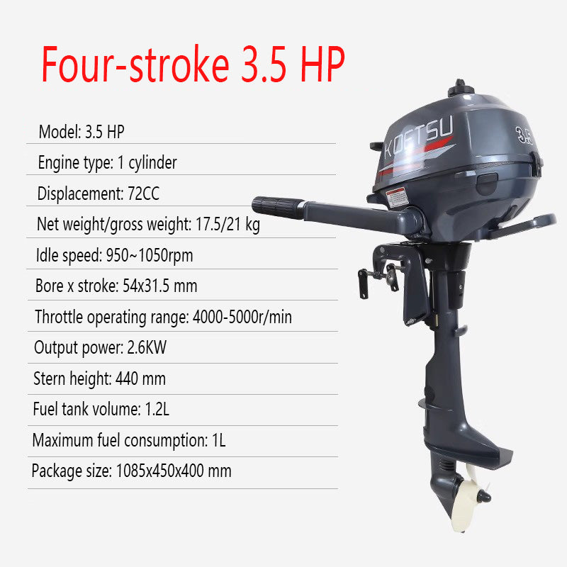 KOETSU 2-Stroke & 4-Stroke Gas Outboard Motor - Heavy-Duty Gasoline Engine for Inflatable Boats, Rafts and Commercial Use