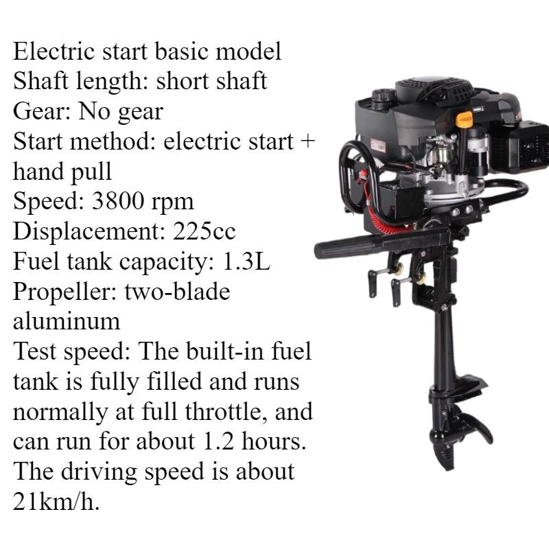 7.5HP/9HP High Torque 4-Stroke Outboard Motor - Commercial Grade with Short/Long Shaft 200CC/225CC for Heavy-Duty Fishing & Inflatable Boats