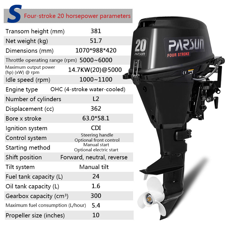 Parsun Outboard Motor: 2-Stroke & 4-Stroke Gas Engine Options for Dinghies, Inflatable Boats & Small Watercraft