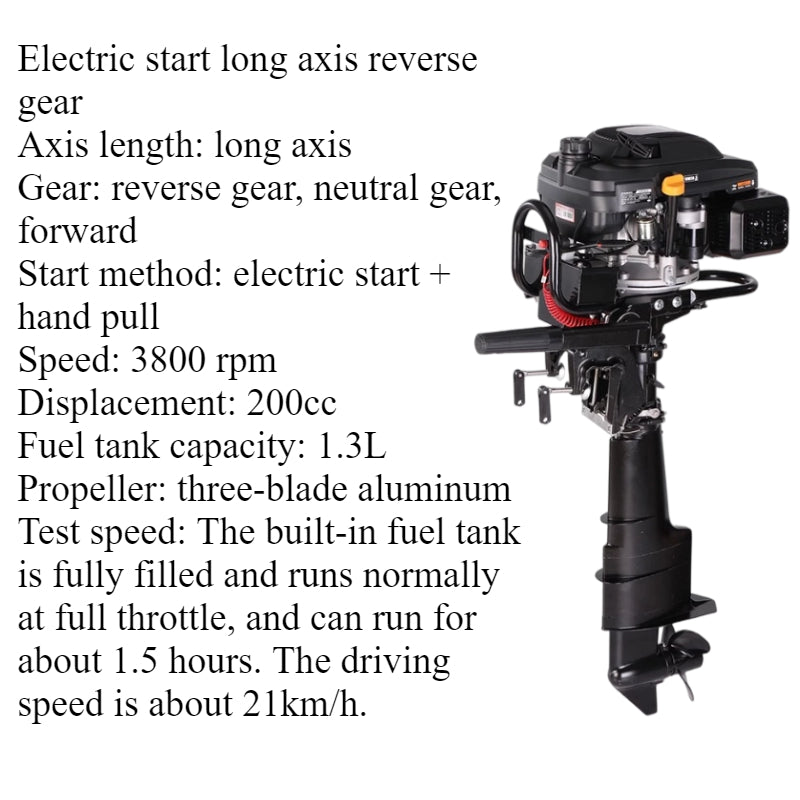 7.5HP/9HP High Torque 4-Stroke Outboard Motor - Commercial Grade with Short/Long Shaft 200CC/225CC for Heavy-Duty Fishing & Inflatable Boats