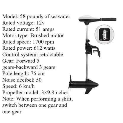 Brushless/Brushed Electric Trolling Motor 280W-1152W Multi-Voltage (12V/24V/48V) for Kayaks & Fishing Boats - Ultra Quiet