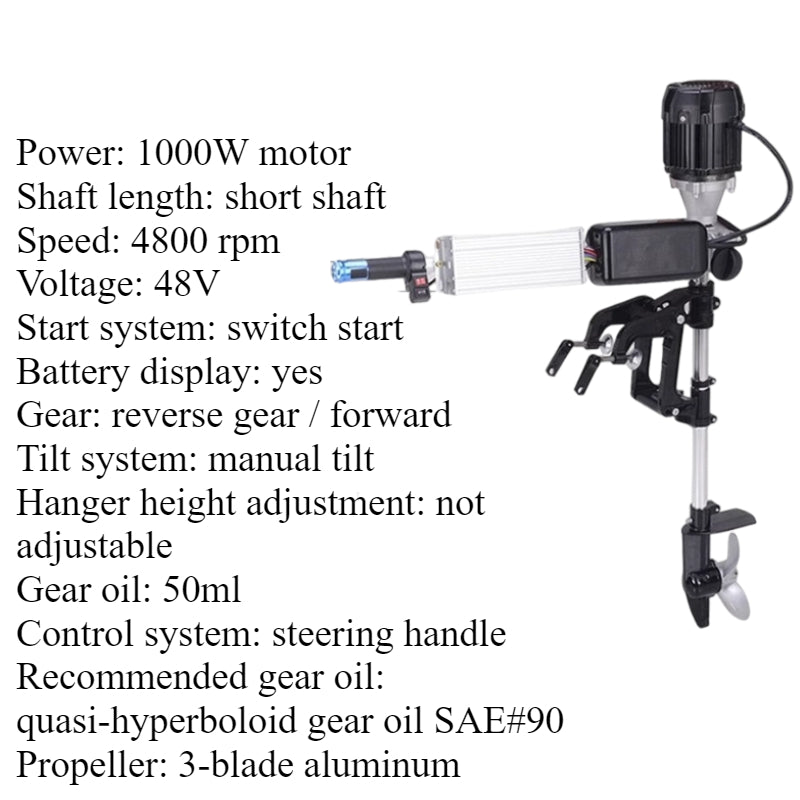 Brushless/Brushed Electric Trolling Motor 280W-1152W Multi-Voltage (12V/24V/48V) for Kayaks & Fishing Boats - Ultra Quiet