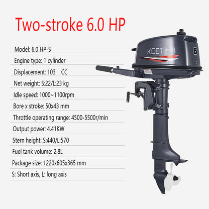 KOETSU 2-Stroke & 4-Stroke Gas Outboard Motor - Heavy-Duty Gasoline Engine for Inflatable Boats, Rafts and Commercial Use