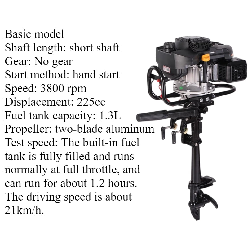 7.5HP/9HP High Torque 4-Stroke Outboard Motor - Commercial Grade with Short/Long Shaft 200CC/225CC for Heavy-Duty Fishing & Inflatable Boats
