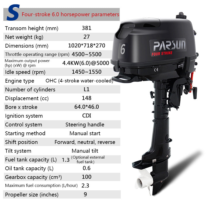 Parsun Outboard Motor: 2-Stroke & 4-Stroke Gas Engine Options for Dinghies, Inflatable Boats & Small Watercraft